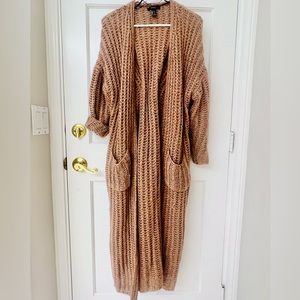 Mauve long length duster cardigan